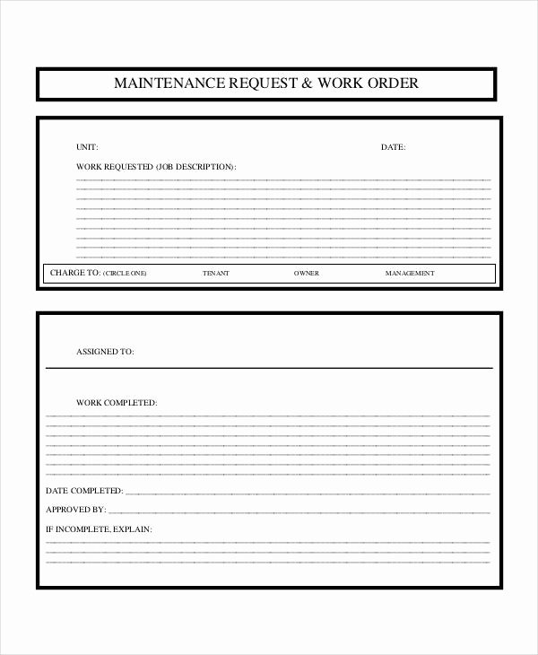 Tenant Maintenance Request form Template Awesome Free Work order forms