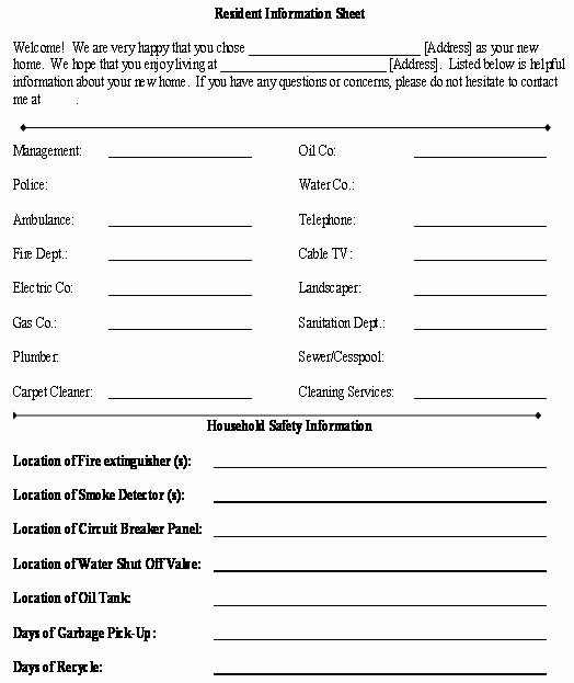 Tenant Maintenance Request form Template Luxury Resident Information Sheet Property Management