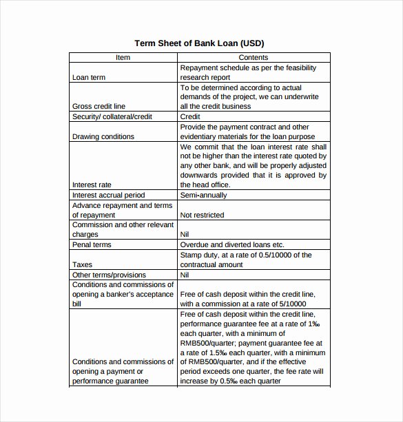 Term Sheet Template Word Best Of 17 Term Sheet Template Free Word Pdf Documents