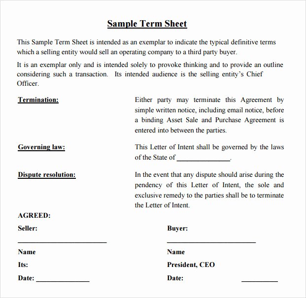 Term Sheet Template Word Best Of Term Sheet Template 8 Download Free Documents In Pdf