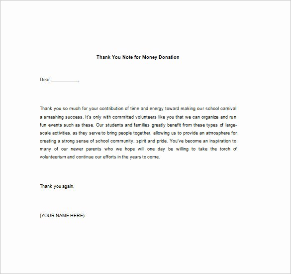Thank You for Donation Template Elegant Thank You Note for Money – 8 Free Word Excel Pdf format