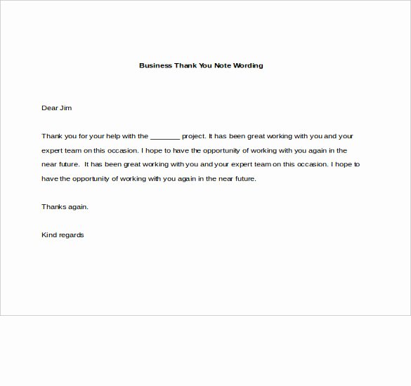Thank You Letter Business Template Lovely 8 Business Thank You Notes Free Sample Example format