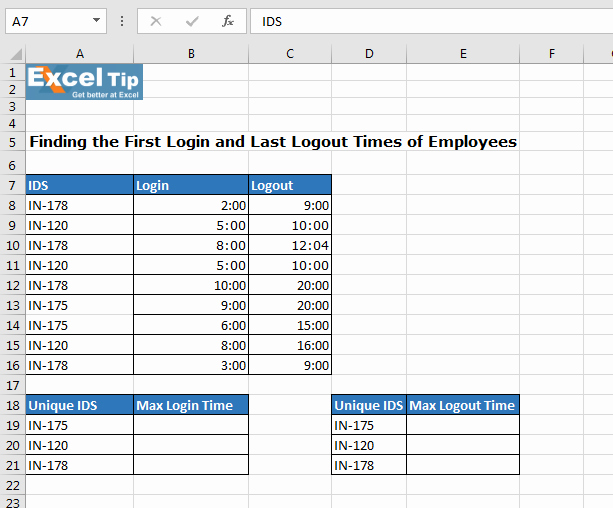Time Log Template Excel Fresh Finding the First Login and Last Logout Times Of Employees