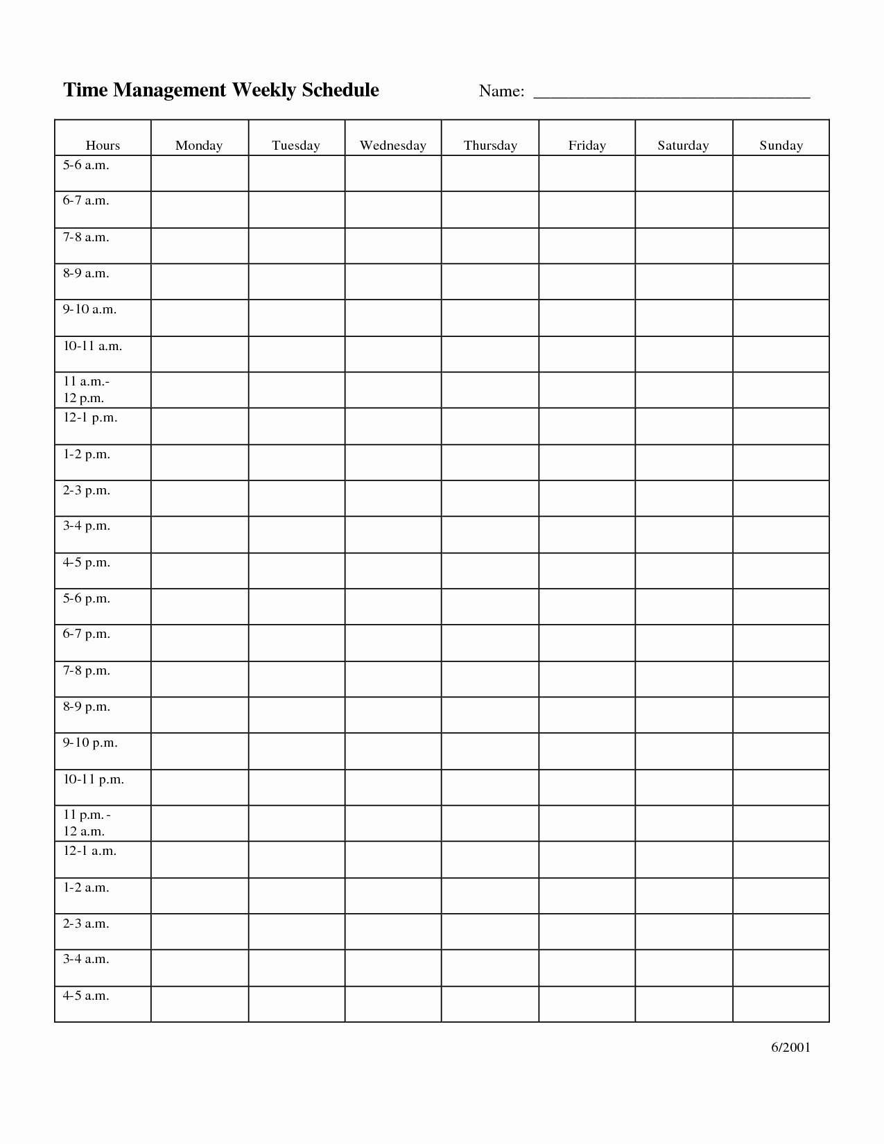 Time Management Schedule Template New Pick Blank Weekly Schedule with Time Slots ⋆ the Best