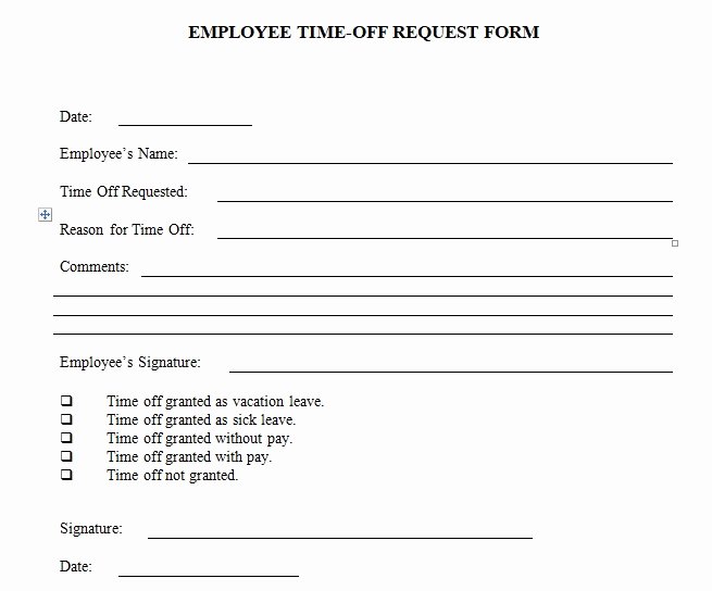Time Off Request form Templates Elegant Employee Time Off Request form Template Excel and Word