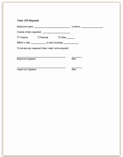 Time Off Request form Templates Inspirational This Sample form Enables Employees to Submit A Request for