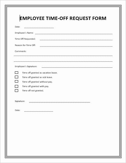 Time Off Request form Templates Lovely Employee Vacation Leave Request and Pto forms