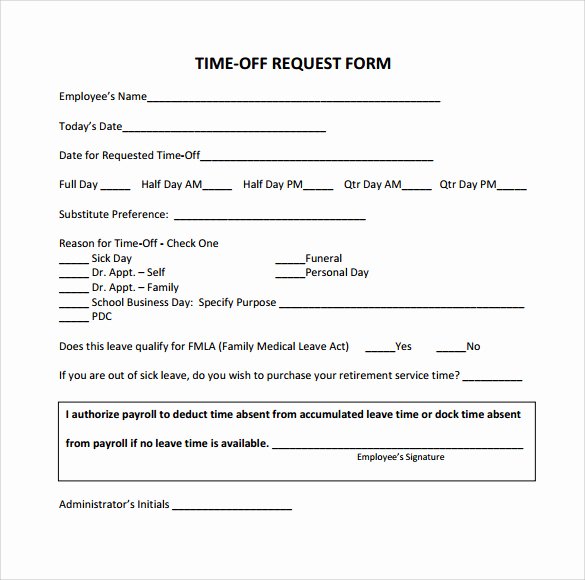 Time Off Request Template Fresh Time F Request form Template Microsoft