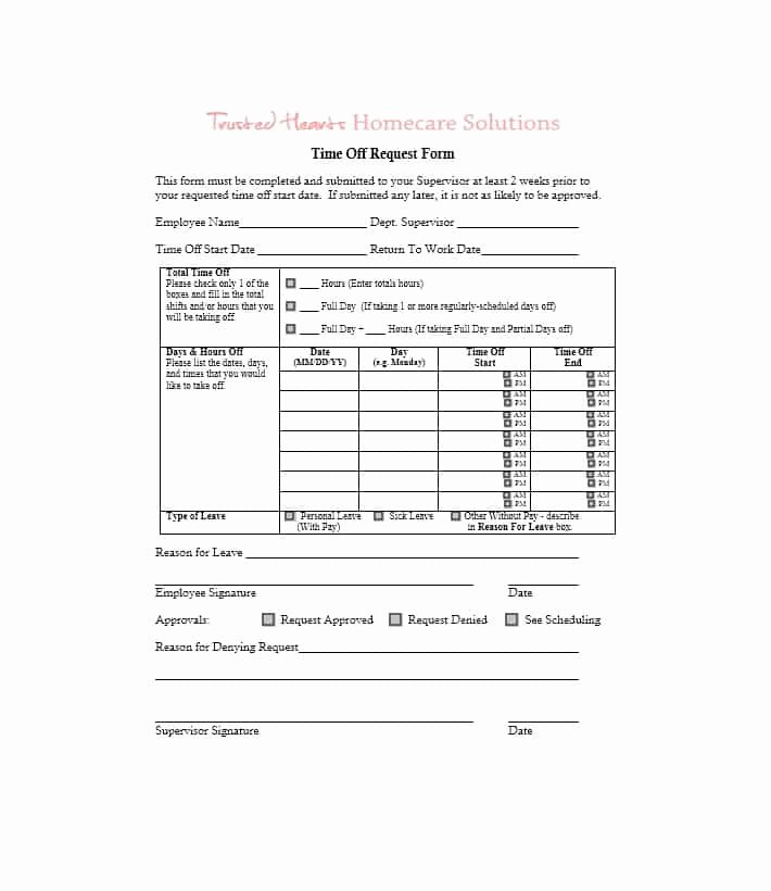 Time Off Request Template Unique 40 Effective Time F Request forms &amp; Templates