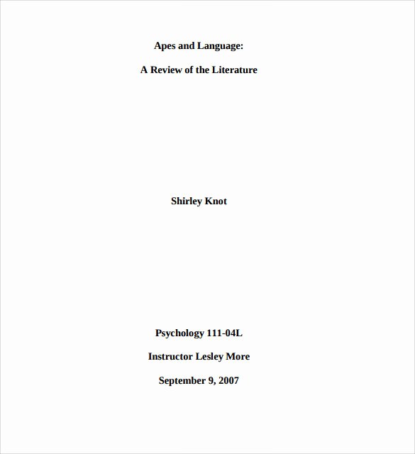 Title Page Mla Template New Sample Mla Cover Page Template 7 Free Documents In Pdf