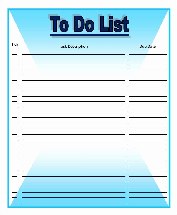 To Do List Template Pdf New to Do List Template