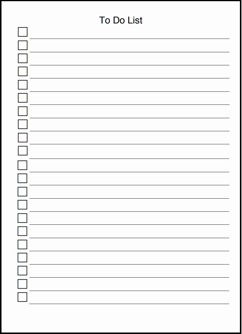 To Do List Template Pdf Unique to Do List Template Printable