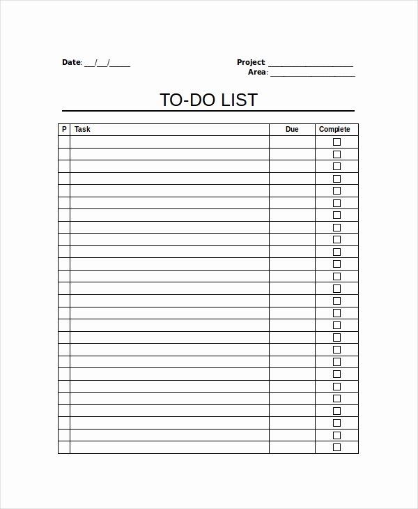 To Do List Template Pdf Unique Work to Do List Template 6 Free Word Excel Pdf