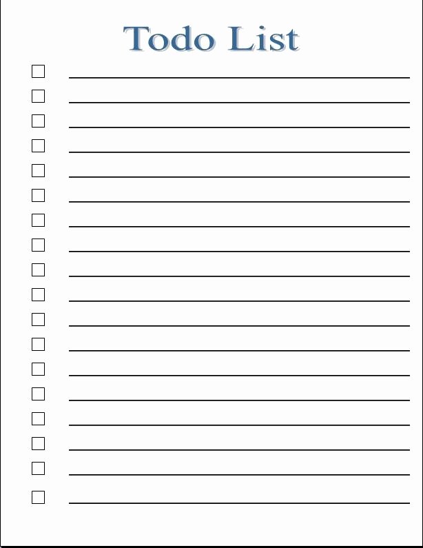 To Do List Template Word Elegant Free Printable to Do List Template for Word