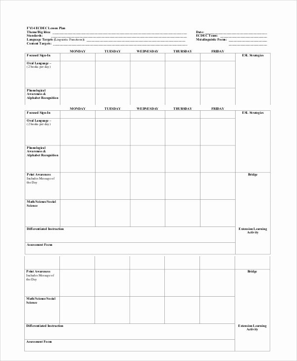 Toddler Lesson Plan Template Beautiful Printable Lesson Plan 7 Free Word Pdf Documents