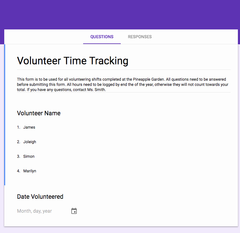 Tracking Volunteer Hours Template Beautiful Use Google forms and Spreadsheets to Track Volunteer Time