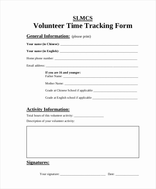 Tracking Volunteer Hours Template Lovely Time Tracking form 8 Free Documents In Pdf Doc