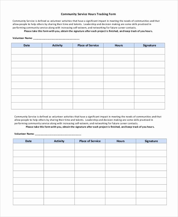 Tracking Volunteer Hours Template Luxury Sample Munity Service form 10 Examples In Pdf Word