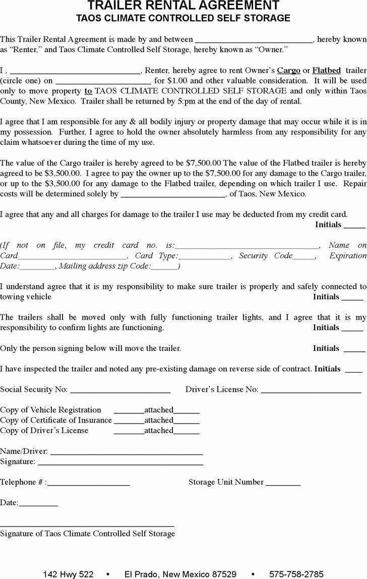 Trailer Lease Agreement Template Best Of 3 Trailer Rental Agreement Template Free Download