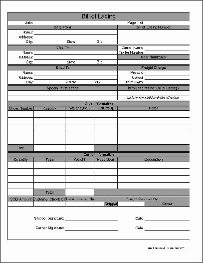 Trailer Lease Agreement Template Lovely Printable Sample Bill Lading Pdf form