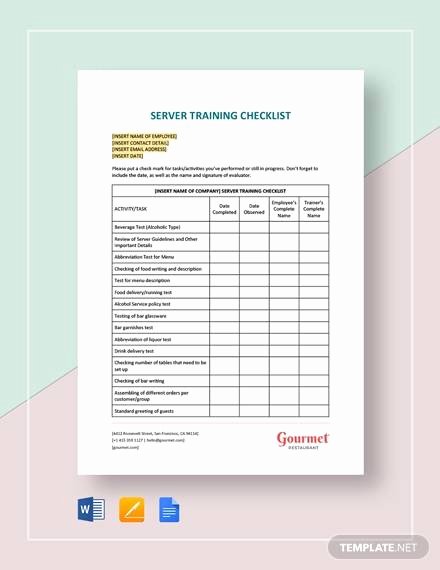 Training Checklist Template Excel Free Elegant Training Checklist Sample 16 Documents In Pdf Word