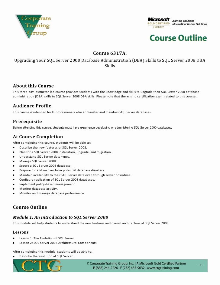 Training Course Outline Template Inspirational Training Outline Template