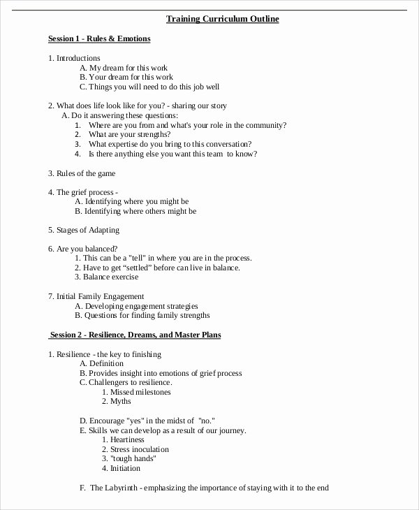 Training Course Outline Template New Training Outline Templates 7 Free Word Pdf format