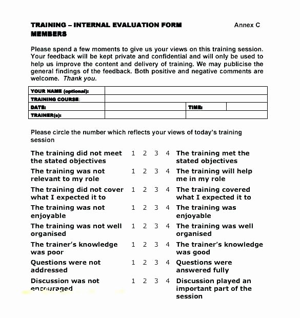 Training Evaluation forms Template Best Of Training Evaluation form Questions – Pdgroup