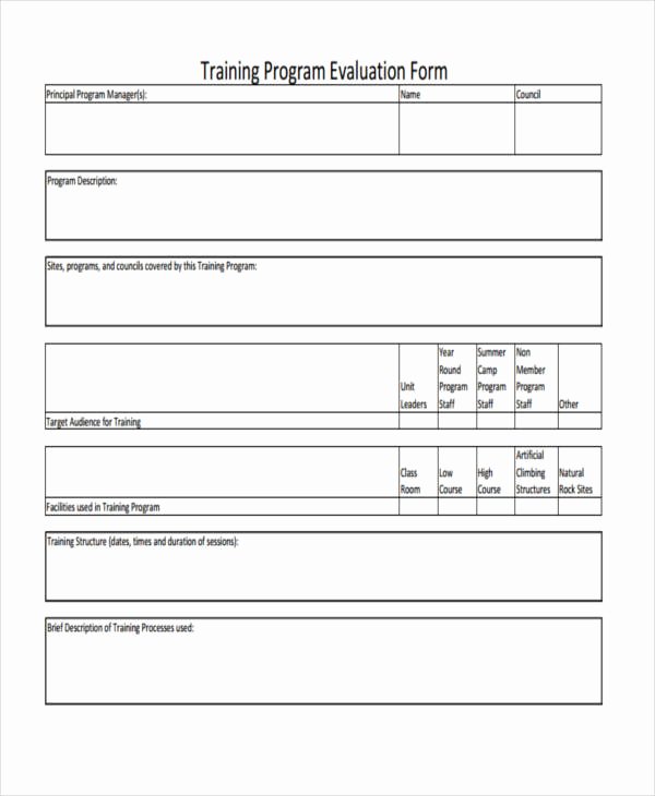 Training Evaluation forms Template Fresh Free 26 Printable Training Evaluation forms In Pdf