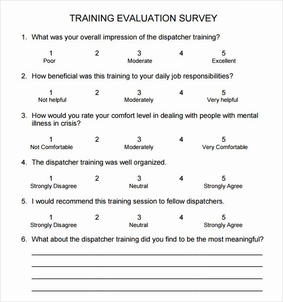 Training Evaluation forms Template Luxury Training Survey 15 Download Free Documents In Pdf Word