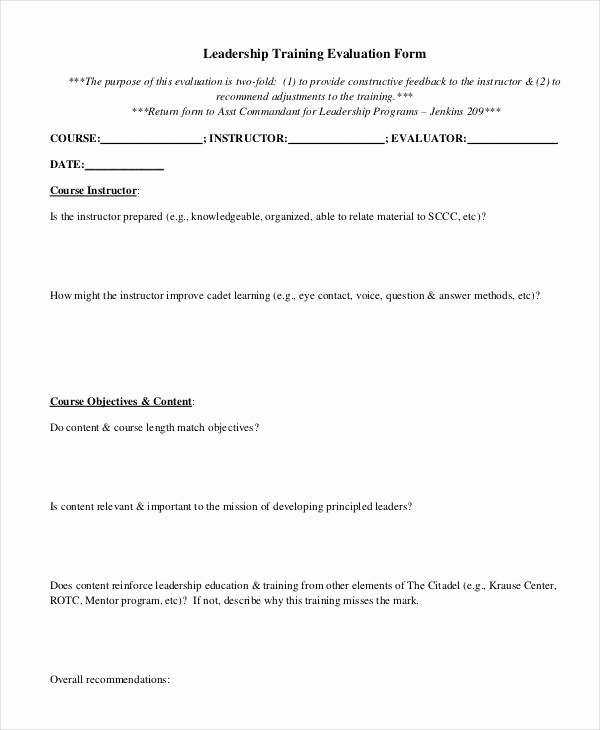Training Evaluation forms Template New Free 26 Training Evaluation form Templates
