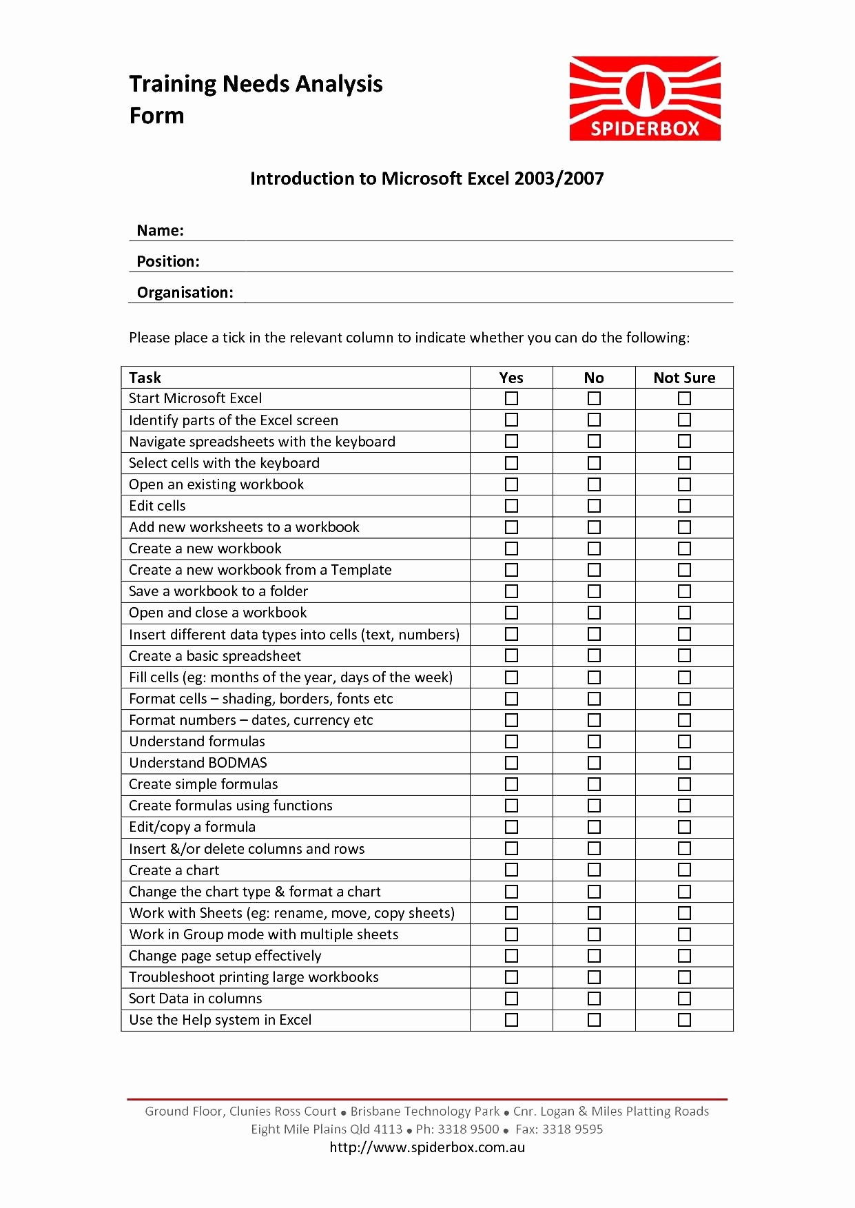 Training Needs assessment Template Lovely Training Needs Analysis Template Excel