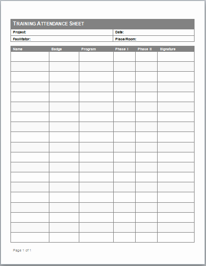 Training Sign Off Sheet Templates New Impressive Template Sample Of attendance Sheet for