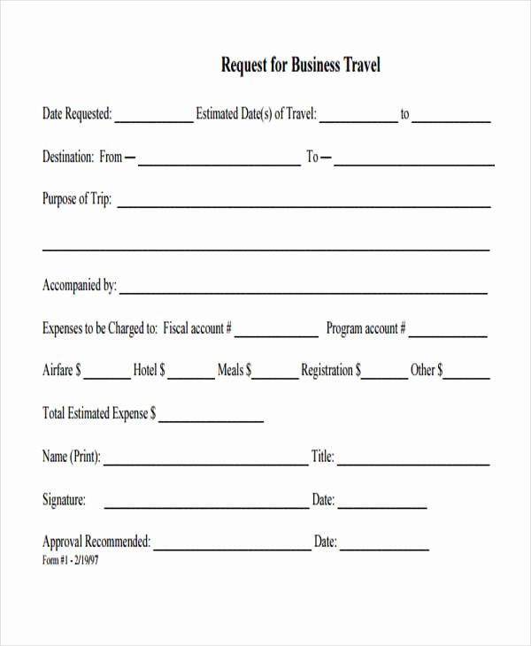 Travel Request form Template New Free 33 Travel Request form In Templates