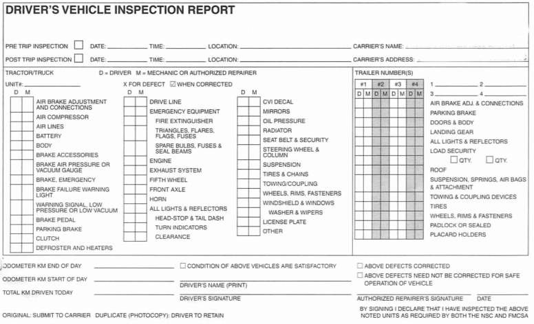 Truck Inspection form Template Lovely Pass the Pre Trip Inspection Test Vehicle Inspection