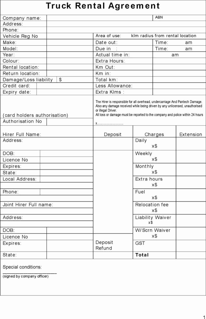 Truck Lease Agreement Template Awesome Download Truck Rental Agreement for Free Tidytemplates