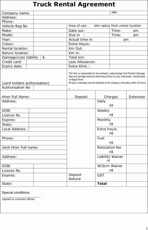 Truck Lease Agreement Template Beautiful Truck Rental Agreement Templates&amp;forms