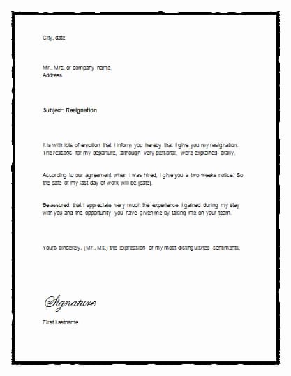 Two Weeks Notice Template Word Unique 5 Free Two Weeks Notice Letter Templates Word Excel