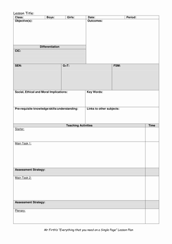 Unit Lesson Plan Templates Fresh Blank Lesson Plan Template for Outstanding Lessons by