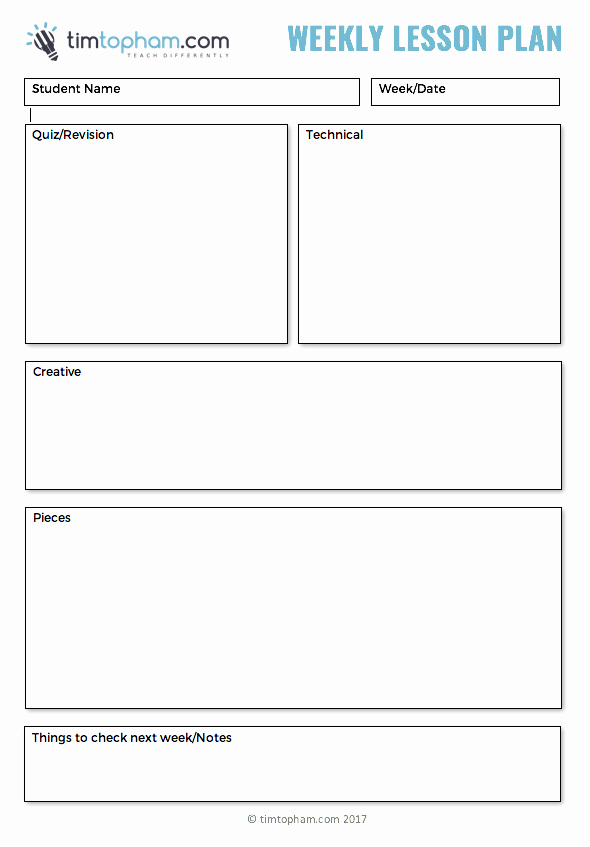 Unit Lesson Plans Template New Weekly Lesson Plan Creative Music Education