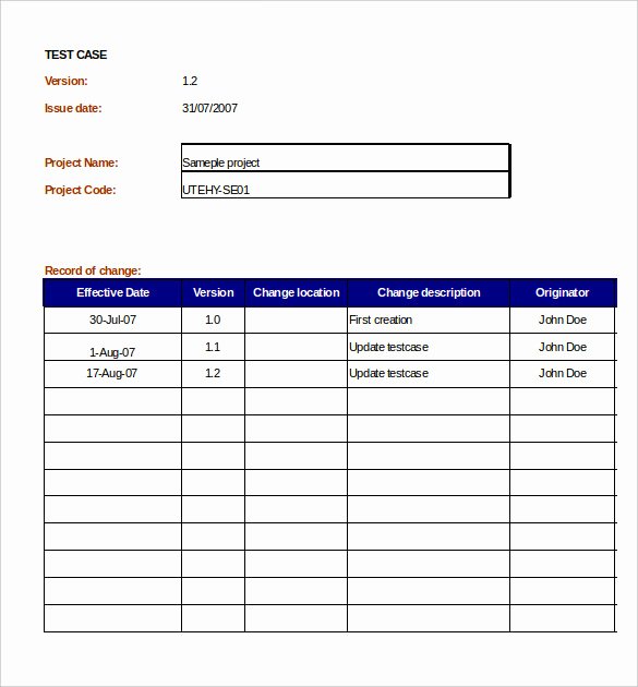 Use Case Template Excel Fresh Test Case Template
