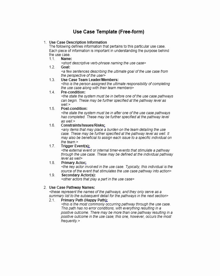 Use Case Templates Examples New 40 Use Case Templates &amp; Examples Word Pdf Template Lab