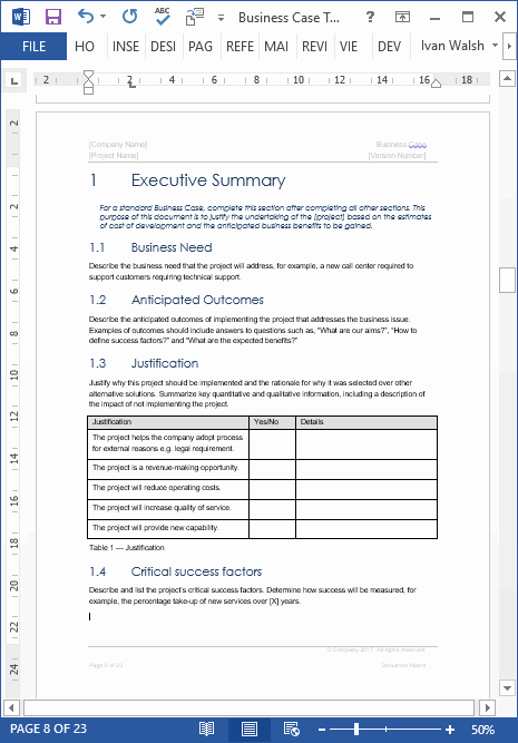Use Case Templates Word Awesome Business Case Template – 22 Pages Ms Word with Free Sample