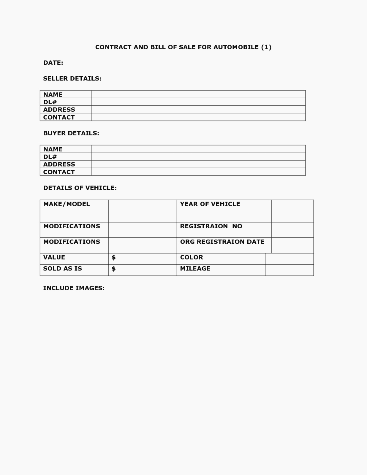 Used Car Contract Template Awesome is Selling Car as is form