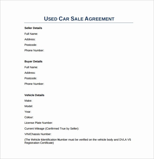 Used Car Contract Template Lovely Sales Agreement 10 Download Free Documents In Word Pdf