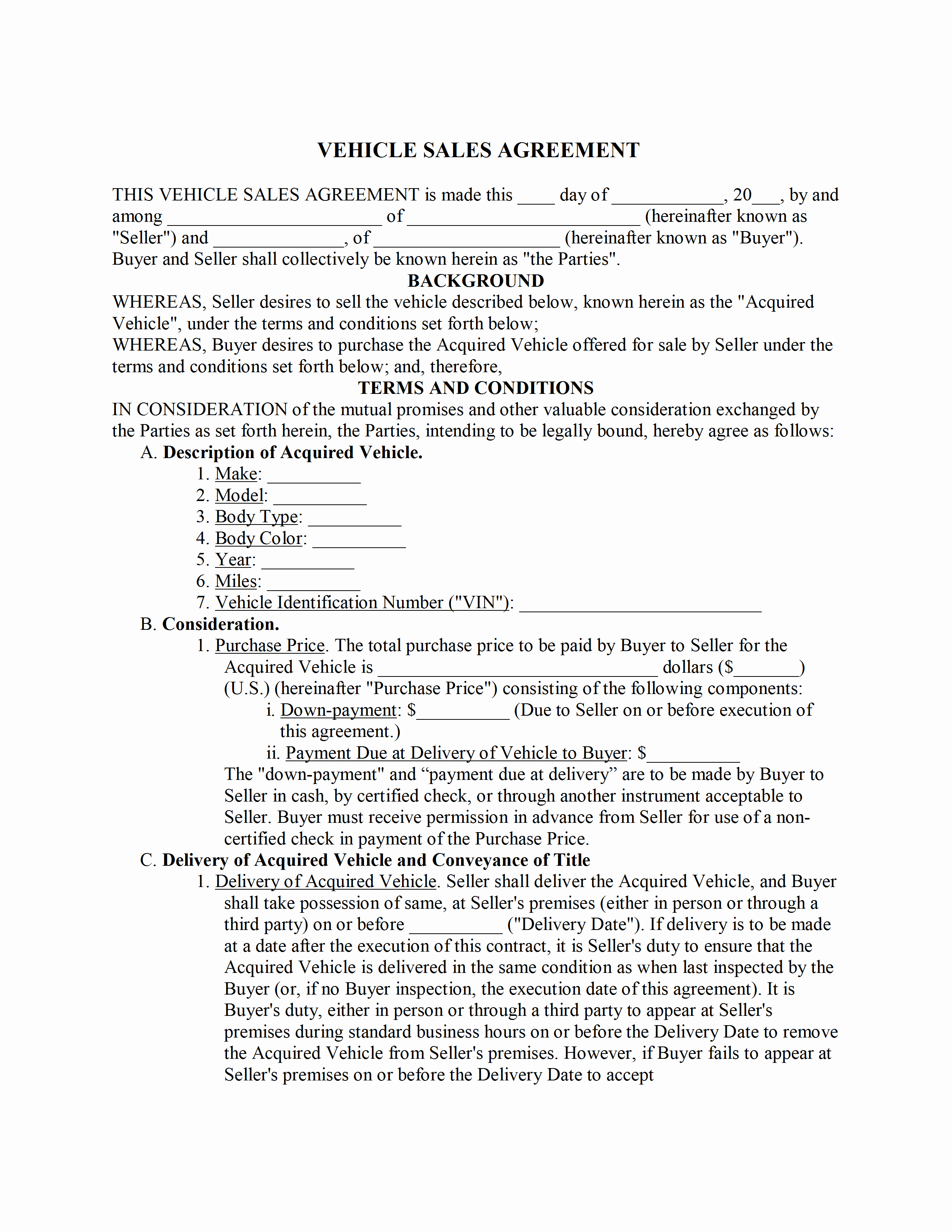 Used Car Sales Agreement Template Fresh Car Sale Agreement Template