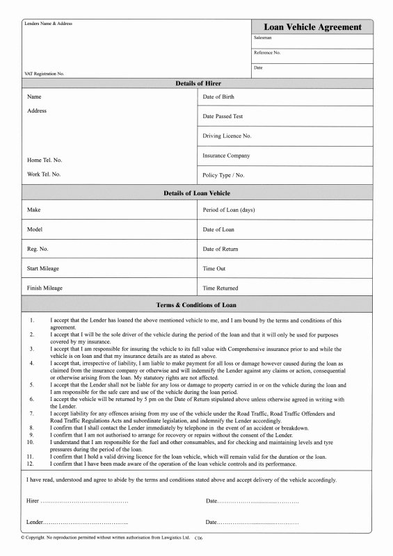 Used Car Sales Agreement Template Inspirational Loan Vehicle Agreement for Used Car Sales