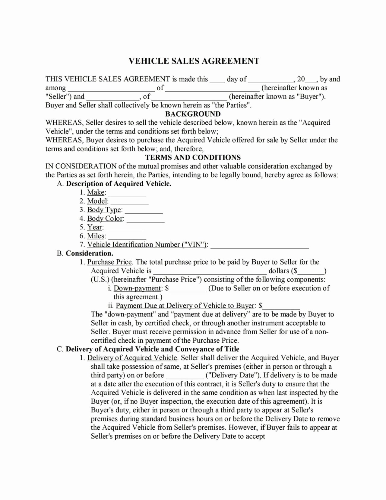 Used Car Sales Agreement Template New Used Car Sale Agreement Template Sampletemplatess