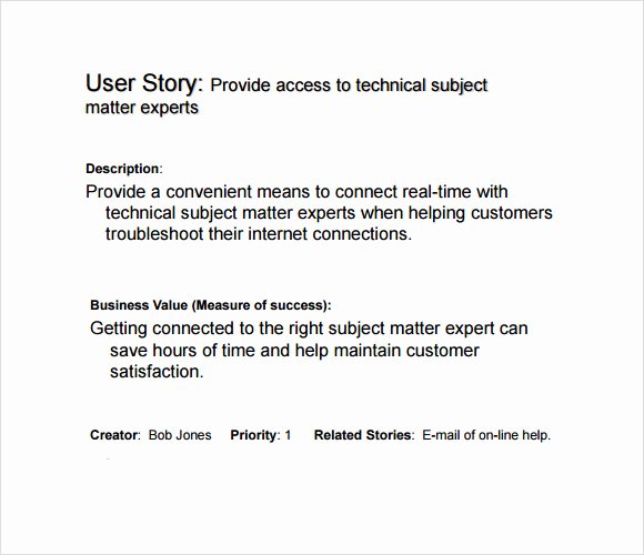 User Story Template Excel New Free 8 User Story Templates In Pdf
