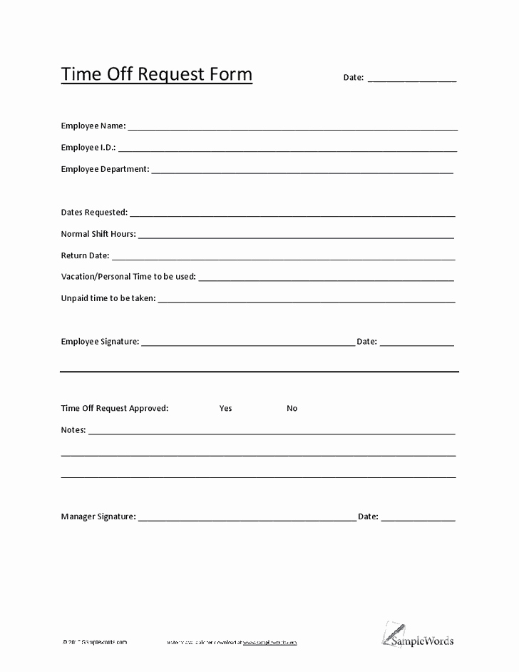 Vacation Request form Template Awesome 5 Vacation Request form Templates Excel Xlts